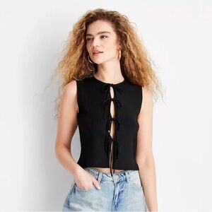 Future Collective Sleeveless Tie-Front Bow Sweater - M